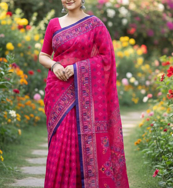 ✨ Premium Silk Boutique Skin Print Shari ✨