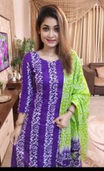 🌸 আনস্টিজ স্ক্রিন প্রিন্ট থ্রি-পিস 🌸 - Image 2