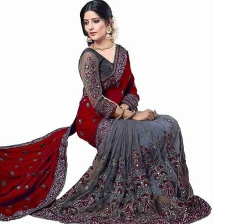 ✨ ইন্ডিয়ান জর্জেট শাড়ি (ব্লাউজ পিসসহ) ✨