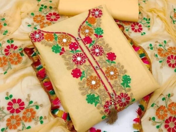 🌸 কাশ্মীরী আড়ি এম্ব্রডারী থ্রি-পিস 🌸