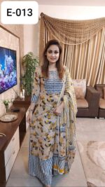 🌸 আনস্টিচ স্ক্রিন প্রিন্ট থ্রি-পিস 🌸 - Image 9