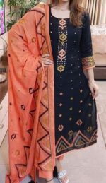 🌸 আনস্টিচ স্ক্রিন প্রিন্ট থ্রি-পিস 🌸 - Image 8