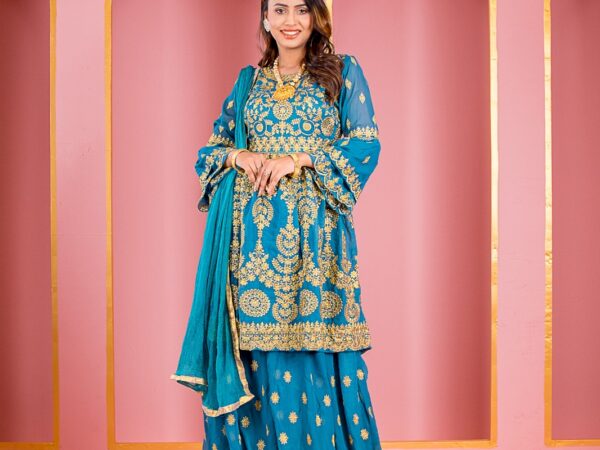 🌸 রেডিমেড জর্জেট এমব্রয়ডারি পার্টি ড্রেস 🌸