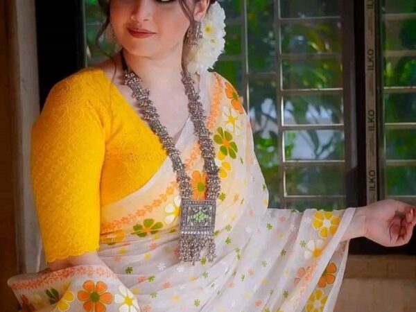 ✨ Skin Print Resmi Silk Sharee with Blouse Piece ✨